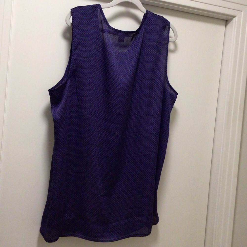 Womens Coldwater Creek Blue Patterned Pleat Front Sleeveless Blouse - Picture 3 of 5